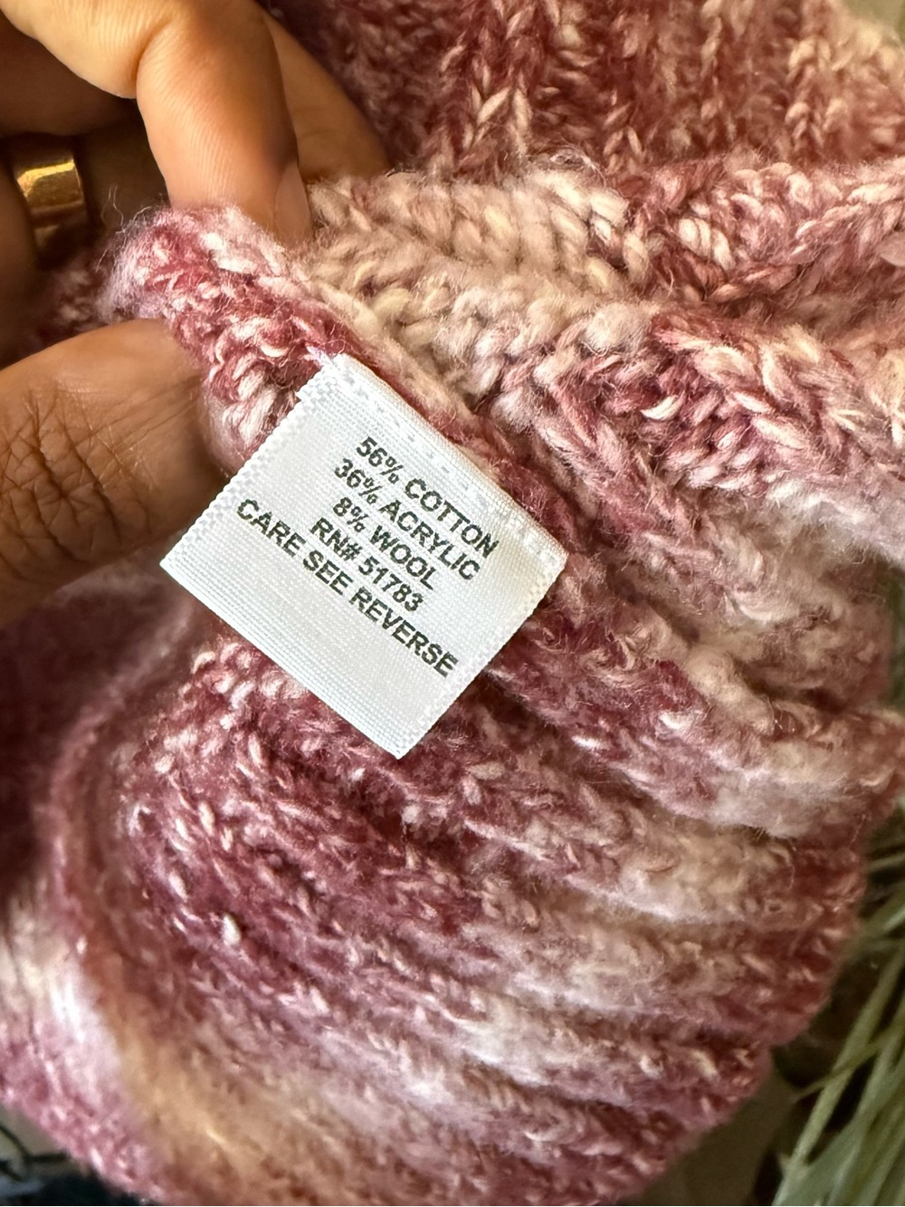 Y2K Maurices Mauve and Pink Marled Cowl Neck Short Sleeve Sweater - Picture 6 of 6